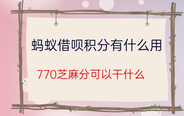 蚂蚁借呗积分有什么用 770芝麻分可以干什么？